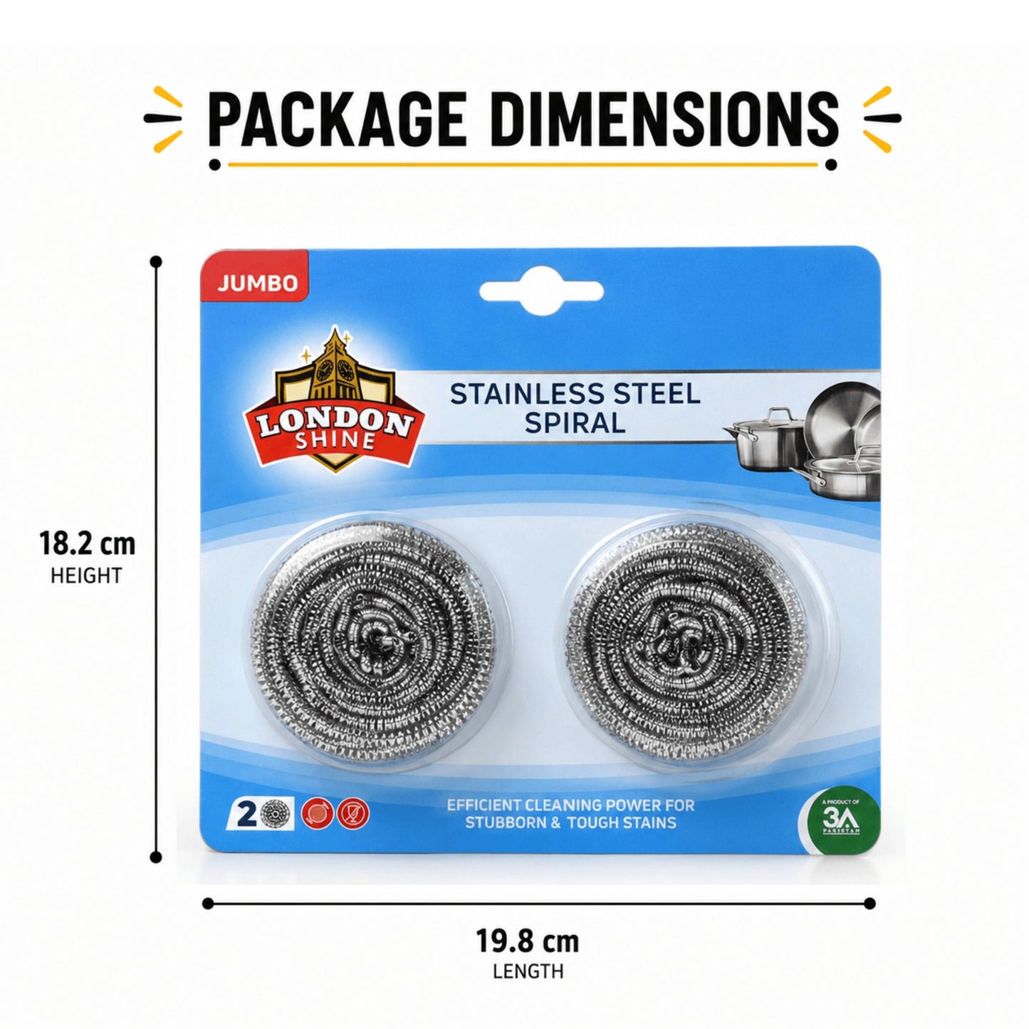 STAINLESS STEEL SPIRAL (JUMBO) BLISTER PACK 2PCS