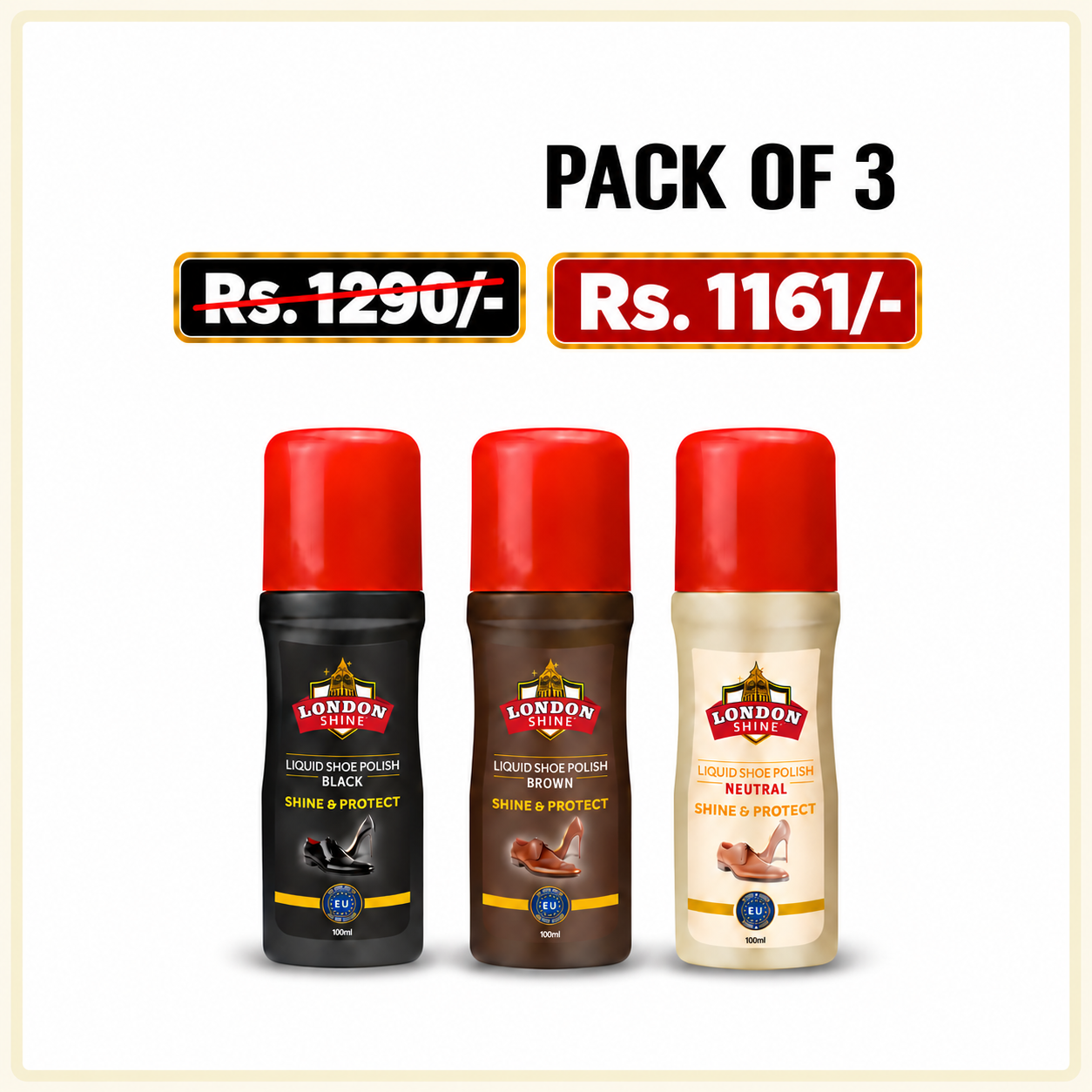 Pack of 3 Liquid Shoe Polish
