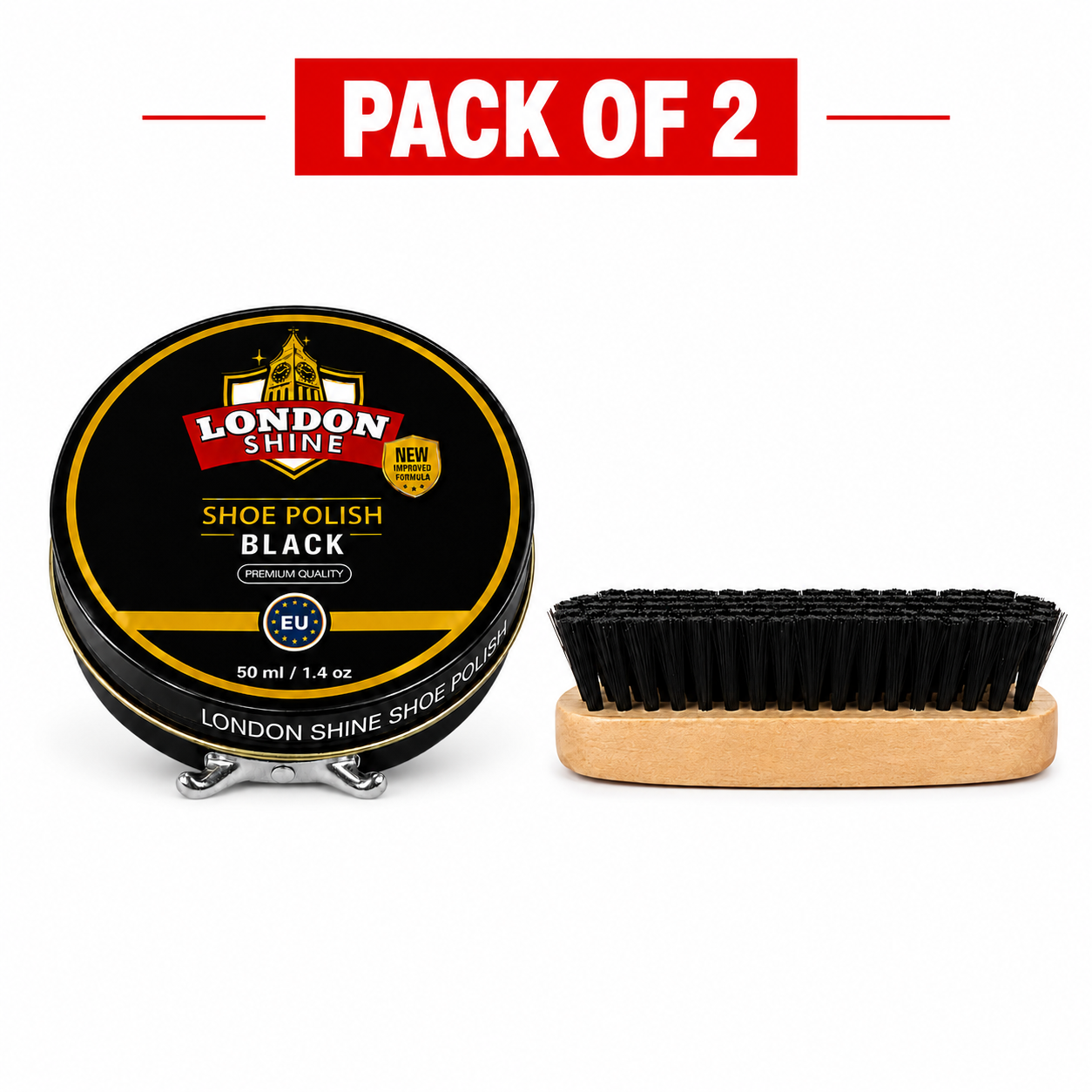 Black Wax Shoe Polish / Medium Shoe Brush