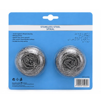 STAINLESS STEEL SPIRAL (JUMBO) BLISTER PACK 2PCS
