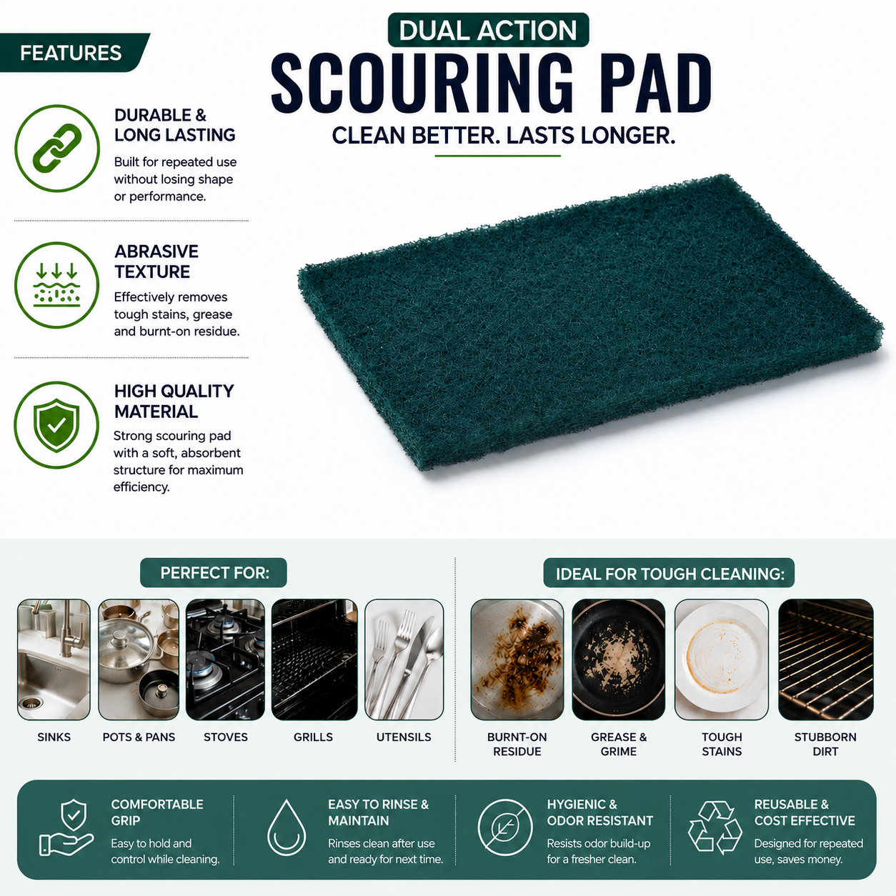 SCOURING PADS (LARGE) 3 IN 1