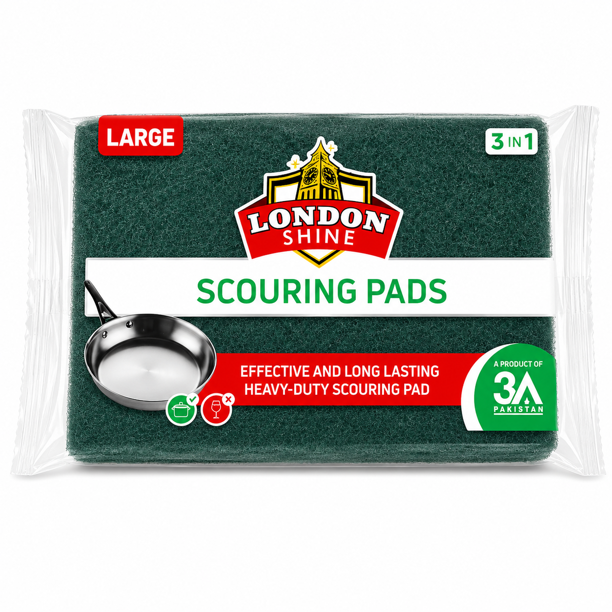 SCOURING PADS (LARGE) 3 IN 1